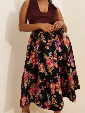 Maeve Anthropologie Jacie Floral Jacquard Midi Skirt Size 2X
